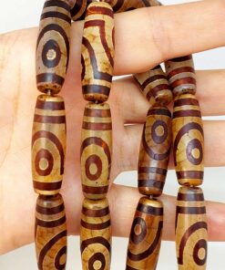 2 Göz Tibet Akik Taşı Silindir Kesim 10x30mm Dizi (45798)