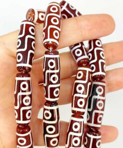 9 Göz Tibet Akik Taşı Silindir Kesim 10x30mm Dizi (45788)