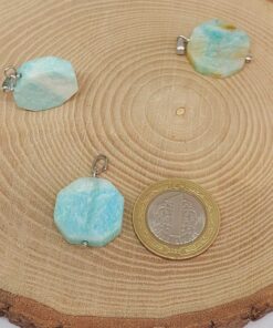 Alternative view of Amazonit Taşı Sekizgen Kolye Ucu (51950)