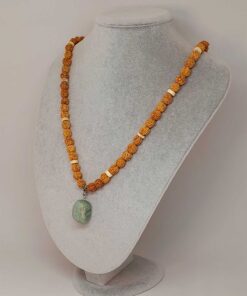 Amazonit Taşlı Rudraksha Tohum Kolye Dolama Bileklik 8mm (49700)