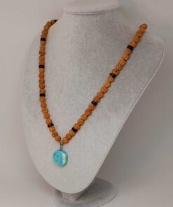 Alternative view of Amazonit Taşlı Rudraksha Tohum Kolye Dolama Bileklik 8mm (49738)