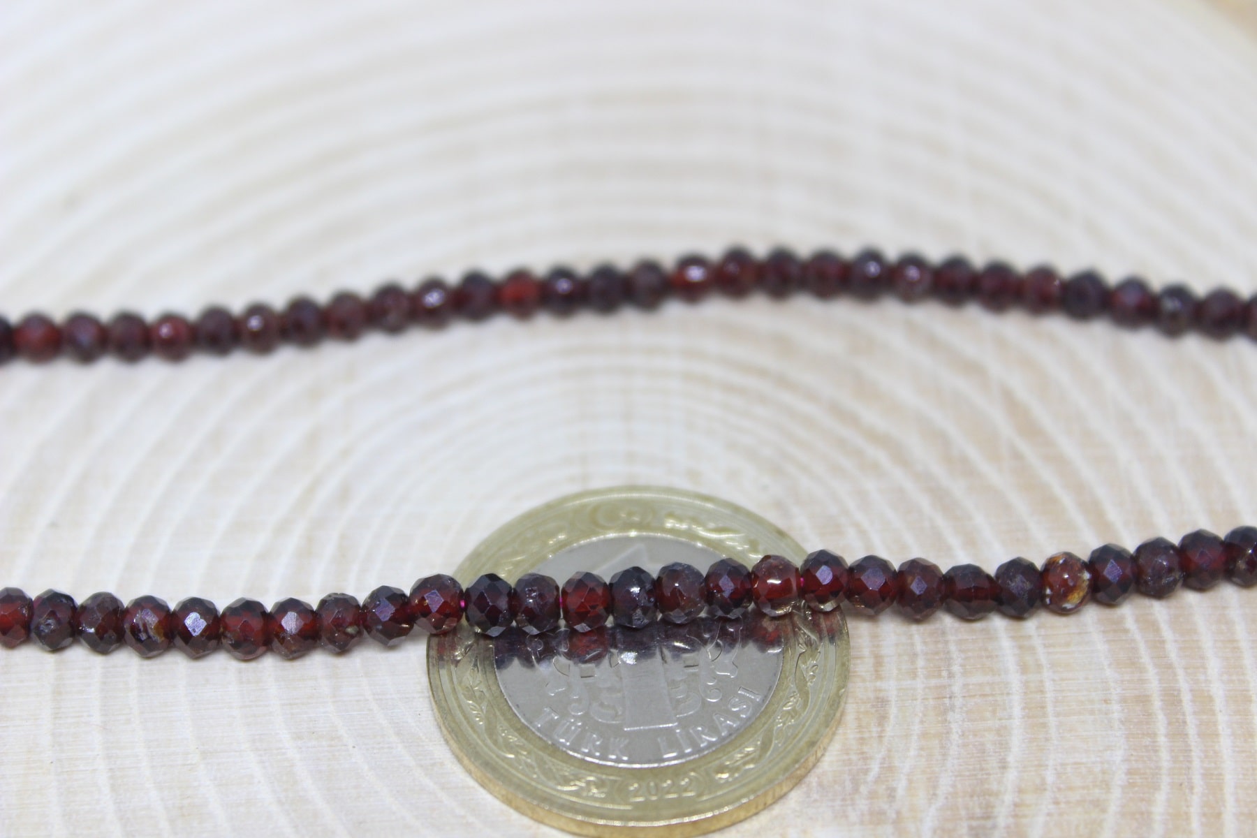 Lal - Granat - Garnet Taşı Rondela Faset Kesim 3.5*2.5mm dizi - Görsel 2