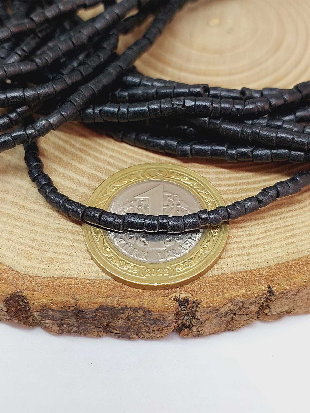 Hindistan Cevizi Kabuğu Ahşap Dizi Silindir Kesim 2.5*3mm (53048) - Görsel 2