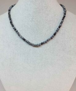 Kar Tanesi Obsidyen Taşı 4-4.5mm aralığı Kolye (Sabit Klipsli)