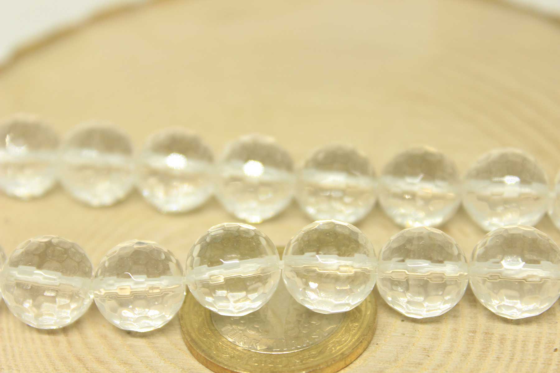 Çeyrek Dizi (9cm uzunluğundadır!) Kristal Kuvars Taşı Faset Kesim Çeyrek Dizi 12mm - Görsel 3