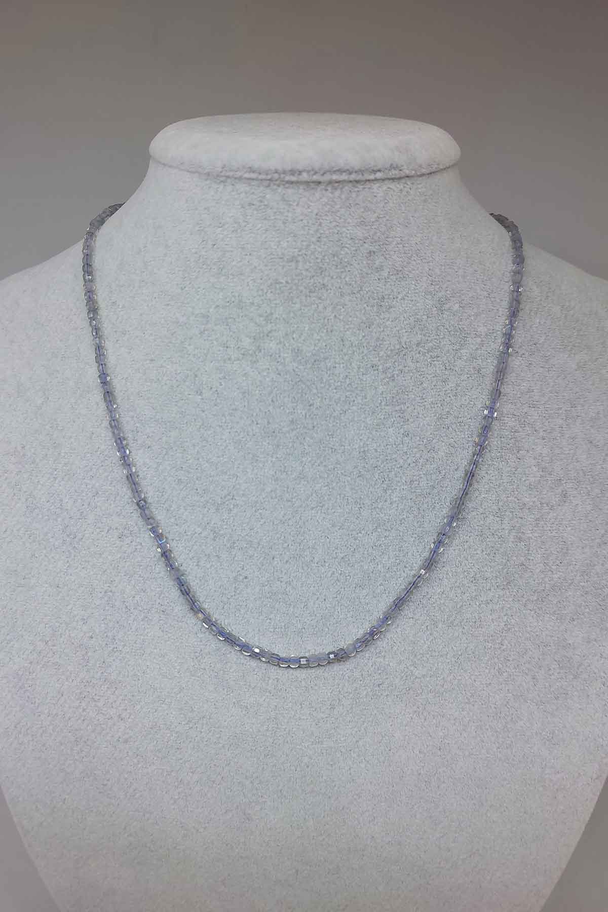 Labradorit Taşı Küp Şekilli 2.5mm Kolye (Sabit Klipsli)