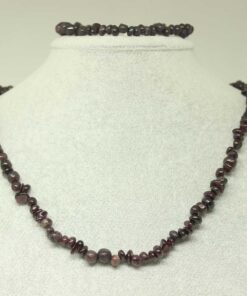 Lal (Garnet - Granat) Taşı Küçük Taşlar Kolye & Bileklik Seti (22210)