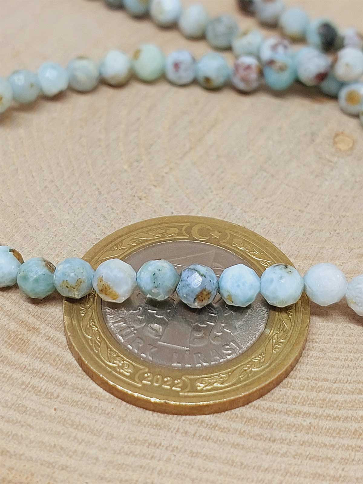 Larimar Taşı Faset Kesim Dizi 4mm (52792) - Görsel 2