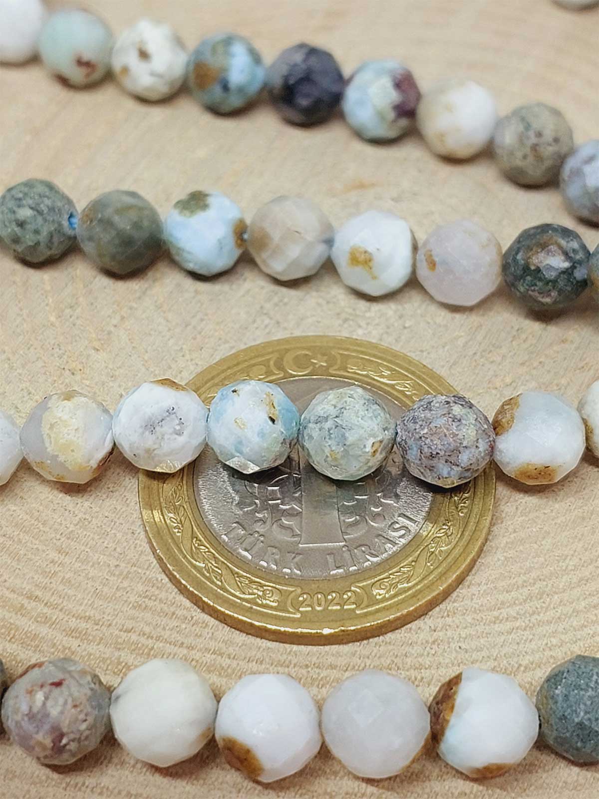 Çeyrek Dizi (9cm uzunluğundadır!) Larimar Taşı Faset Kesim Çeyrek Dizi 7mm (52794) - Görsel 3