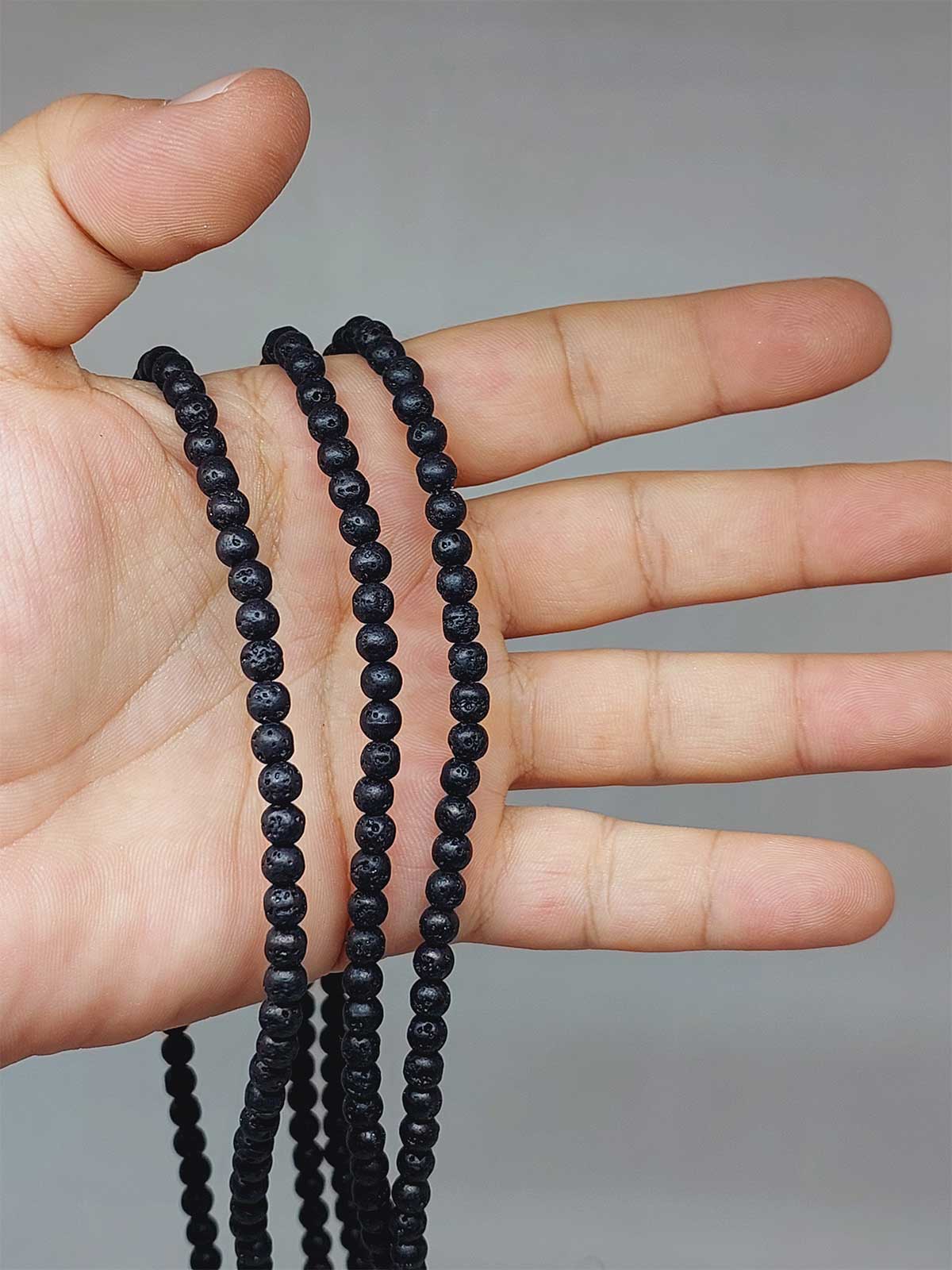 Çeyrek Dizi (9cm uzunluğundadır!) Lav Taşı Çeyrek Dizi 5mm (52396)