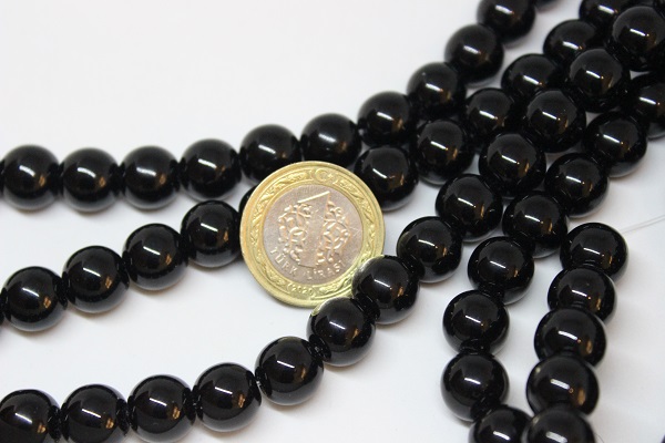Onix (Oniks) Taşı Parlak YARIM Dizi 12mm (18cm uzunluğundadır) - Görsel 2