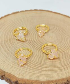 Pembe Kuvars Taşı Ayarlanabilir Yüzük (51692)