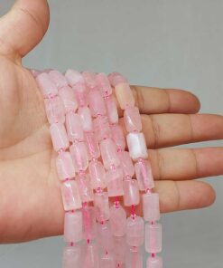 Çeyrek Dizi (9cm uzunluğundadır!) Pembe Kuvars Taşı 7x12mm Çeyrek Dizi (49916)