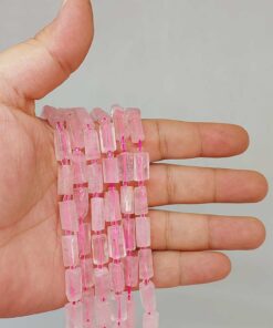 Çeyrek Dizi (9cm uzunluğundadır!) Pembe Kuvars Taşı 7x12mm Çeyrek Dizi (49944)