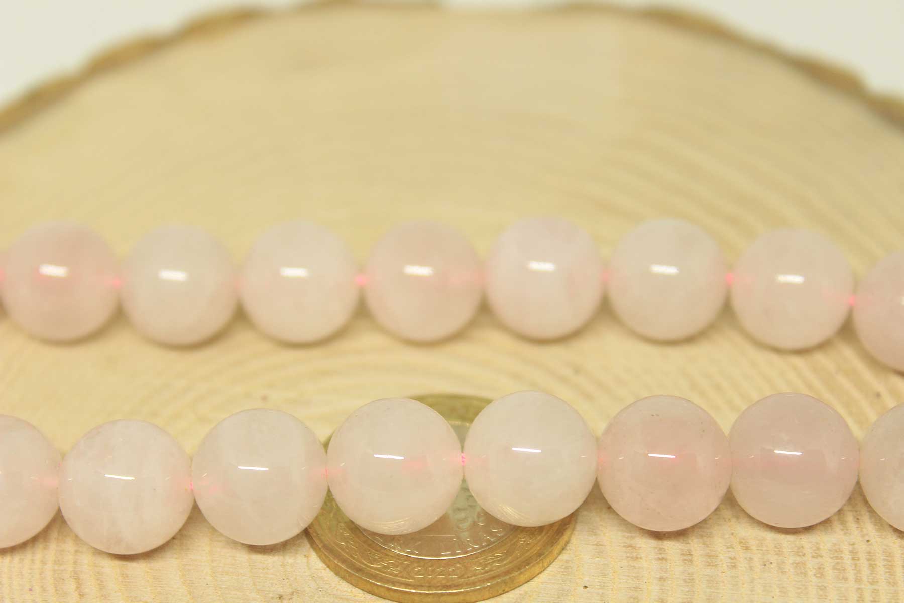 Pembe Kuvars Taşı YARIM Dizi 12mm (18cm uzunluğundadır) - Görsel 2