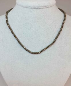 Pirit Taşı Rondela Faset Kesim 4*3mm Kolye (Sabit Klipsli)