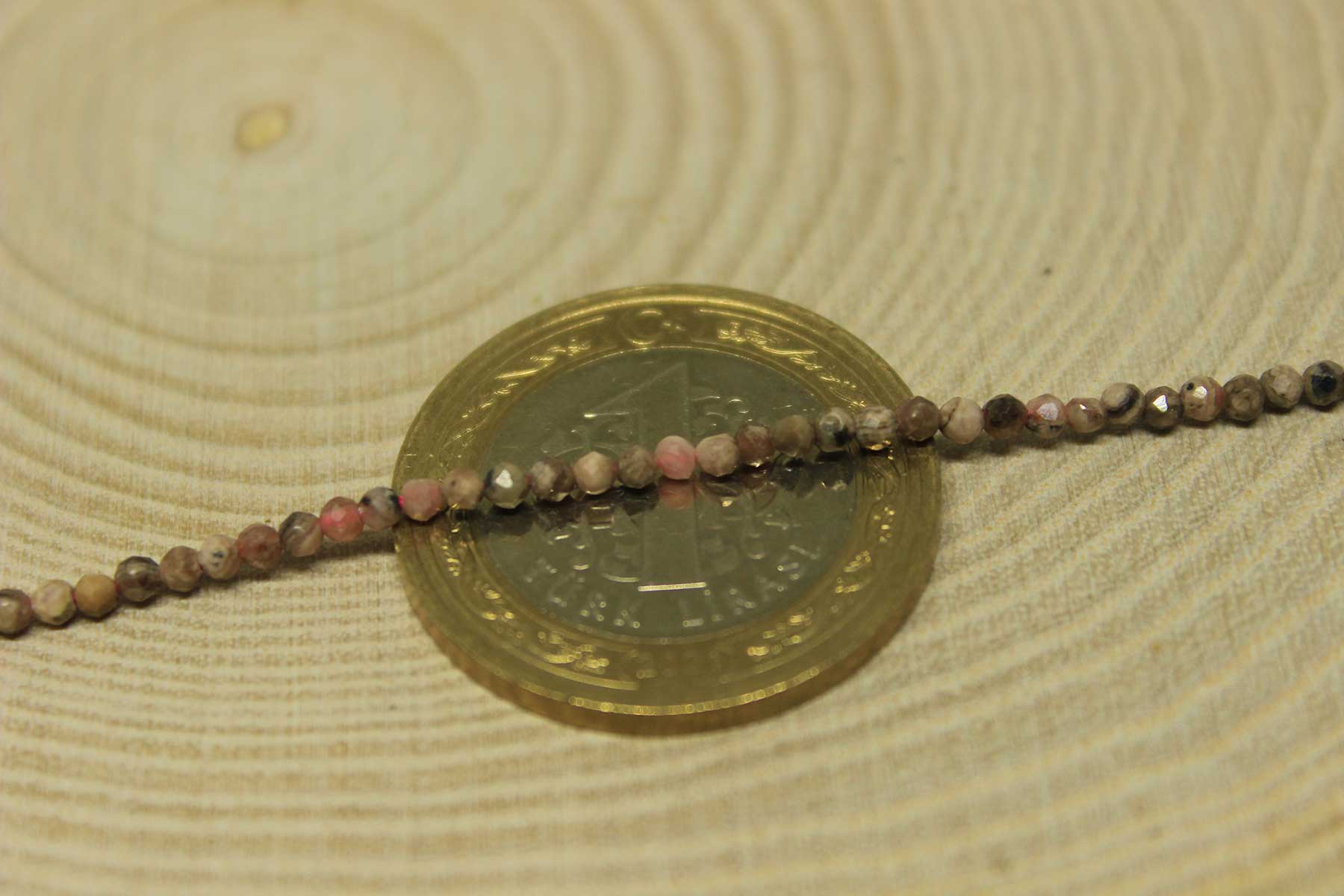 Rodonit Taşı YARIM Dizi 2mm (17cm uzunluğundadır) - Görsel 2