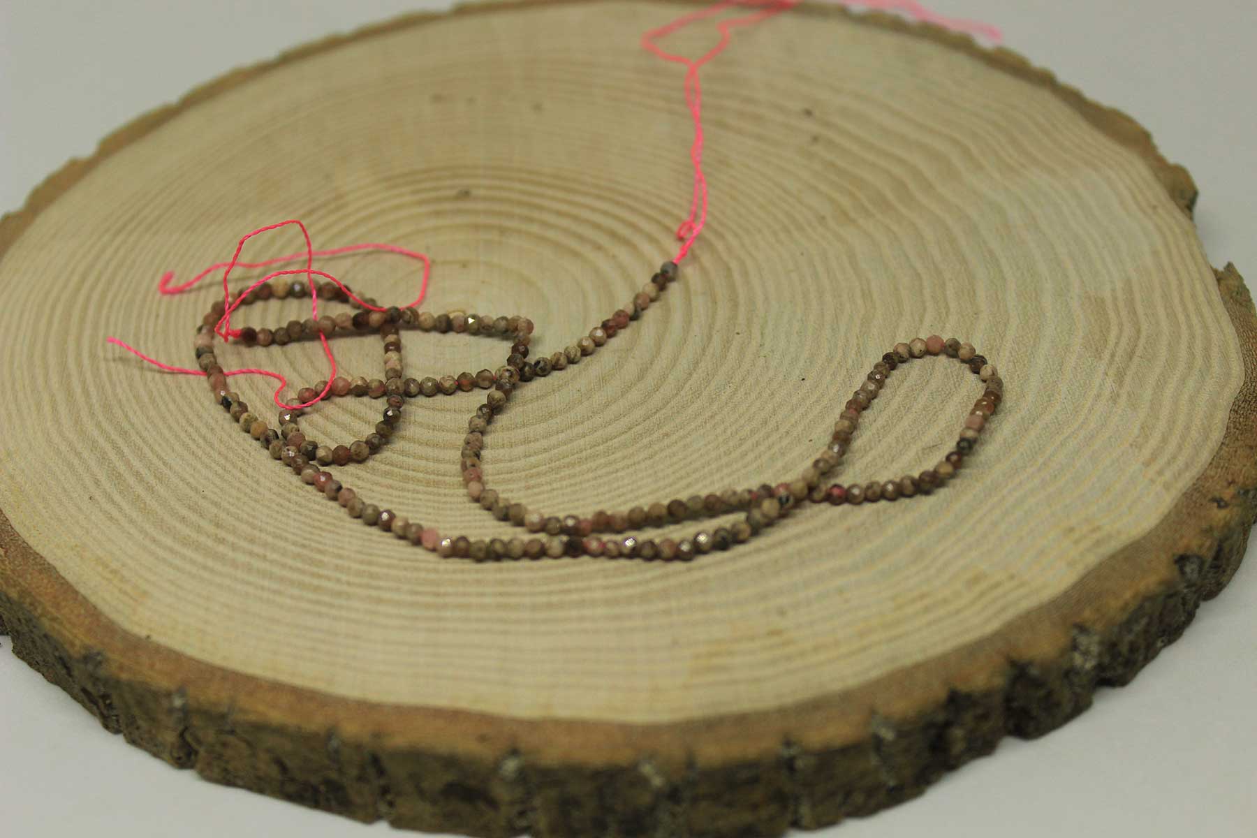 Rodonit Taşı YARIM Dizi 2mm (17cm uzunluğundadır) - Görsel 4