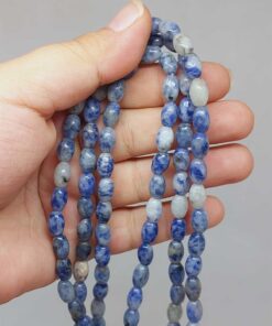 Sodalit Taşı Arpa Kesim YARIM Dizi 6*8.5mm (49984) (18cm uzunluğundadır)