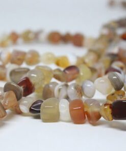 Çeyrek Dizi (9cm uzunluğundadır!) Akik Krem Kahve Alacalı 8-10mm Tımbıl Doğal Taşlar Çeyrek Dizi