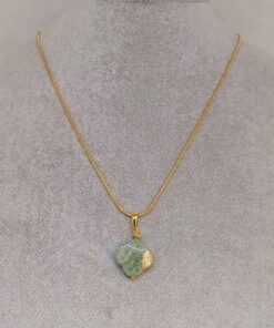 Alternative view of Amazonit Taşı Kolye Ucu Yonca Temalı Altın Kaplama Zincirli (49806)