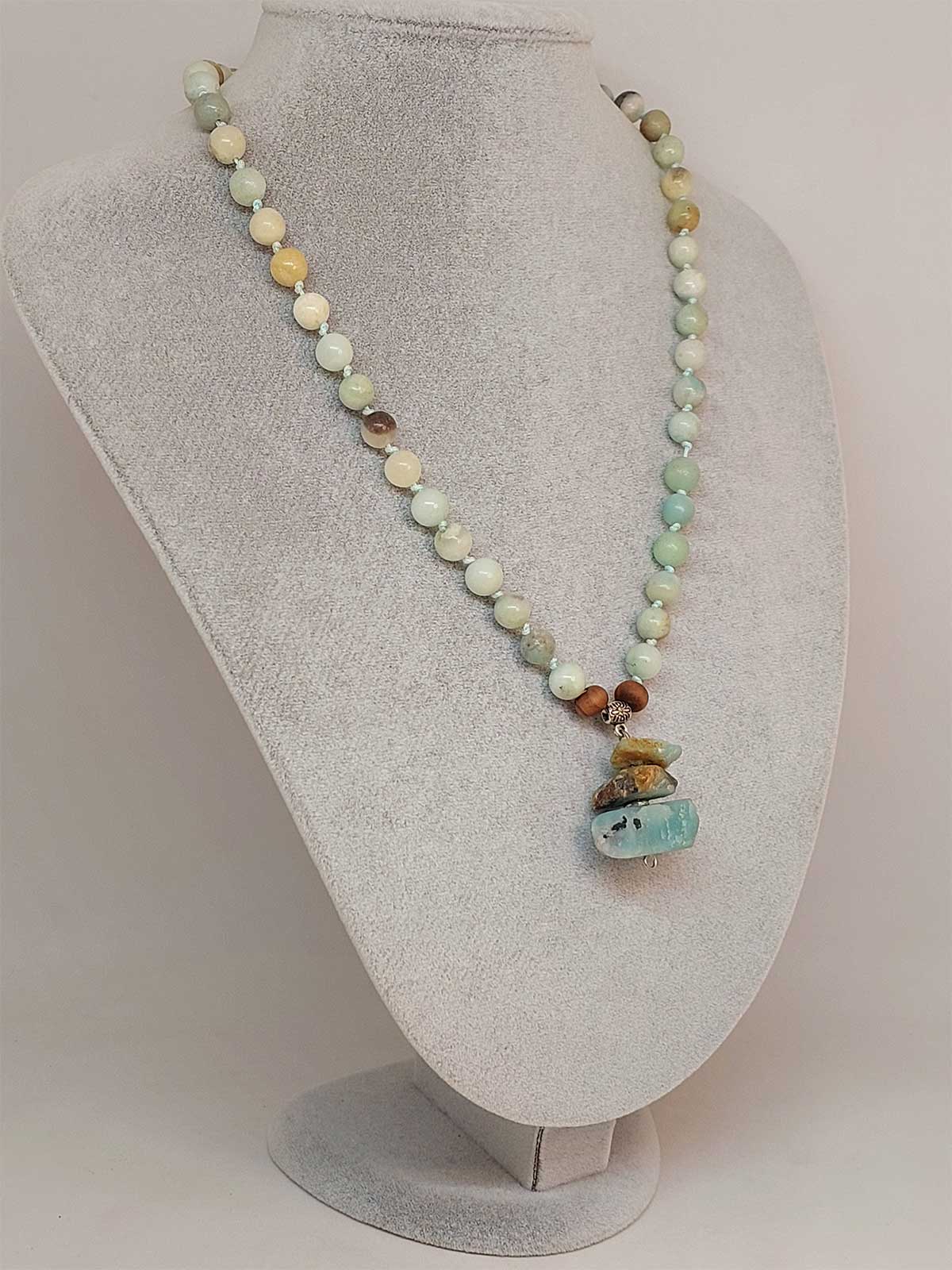 Amazonit Taşı Düğümlü Unisex Tasarım Kolye 8mm (45075) - Görsel 4