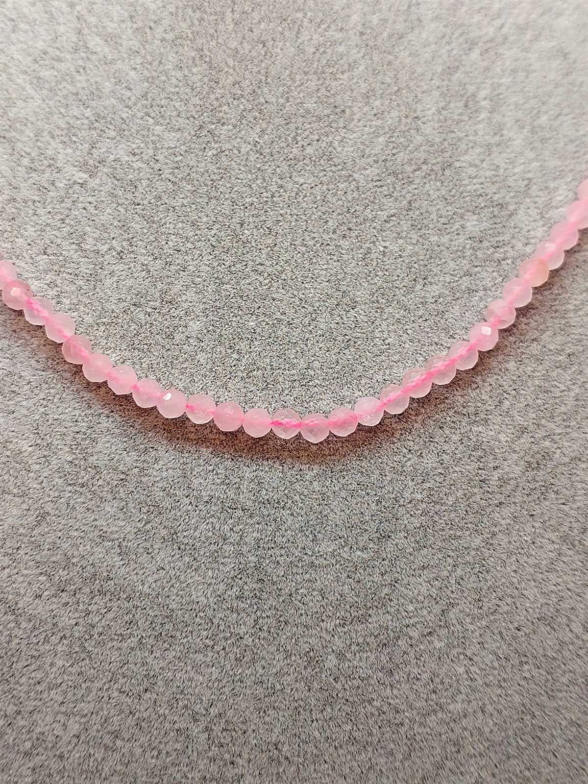 Pembe Kuvars Taşı 3mm Kolye (Sabit Klipsli) (41245) - Görsel 4
