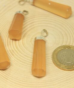 Bal Kalsit Taşı 925 Ayar Gümüş Aparatlı Kolye Ucu