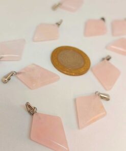 Pembe Kuvars Taşı Ok Ucu Şekilli Kolye Ucu (42630)