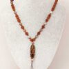 Tibet & Botswana Akik Taşlı Dokuz Göz Sembollü Rudraksha Unisex Kolye 8mm