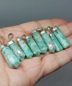 Amazonit Taşı 925 Ayar Gümüş Aparatlı Kolye Ucu