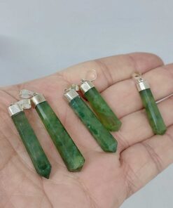 Yeşil Lal (Granat) (Garnet) Taşı 925 Ayar Gümüş Aparatlı Kolye Ucu