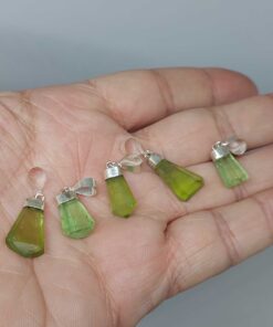 Peridot (Zebercet) Taşı 925 Ayar Gümüş Aparatlı Kolye Ucu