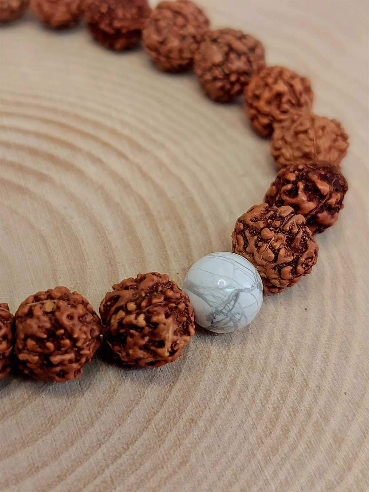 Havlit Taşlı Rudraksha Tohum Unisex Bileklik 8mm - Görsel 3