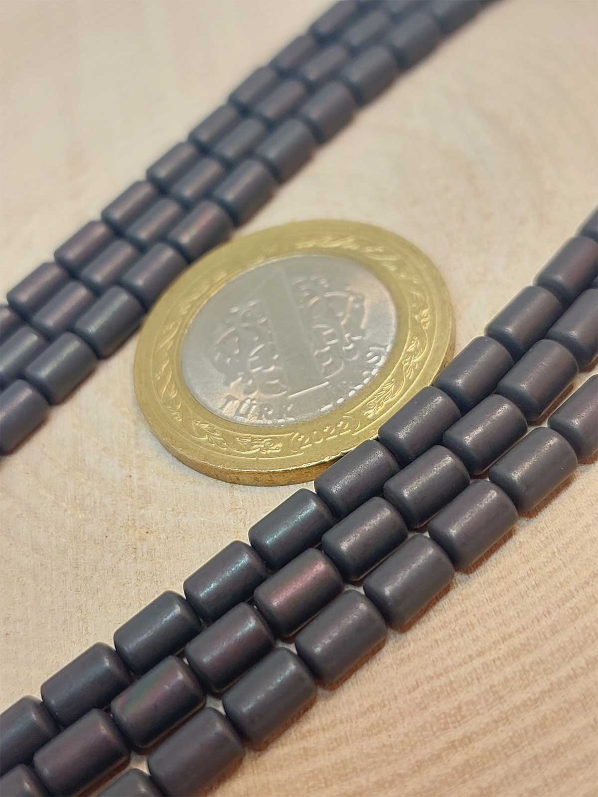 Hematit Taşı YARIM Dizi 4*5.5mm (48144) (18cm uzunluğundadır) - Görsel 2