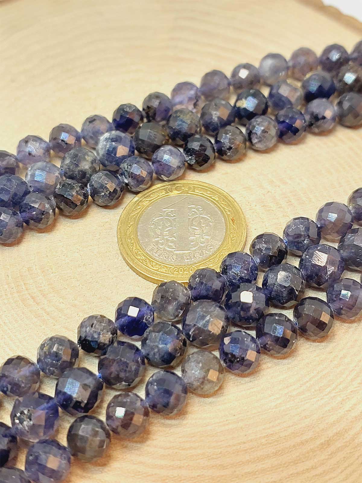 Su Safiri (İyolit) Taşı Faset Kesim 7-7.5mm Aralığı Dizi (45934) - Görsel 2