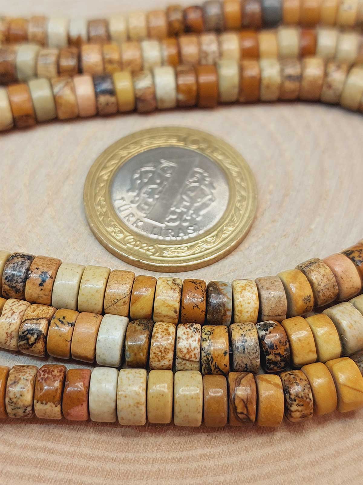 Çeyrek Dizi (9cm uzunluğundadır!) Jasper Taşı Şekilli 3x6mm Çeyrek Dizi (49342) - Görsel 3