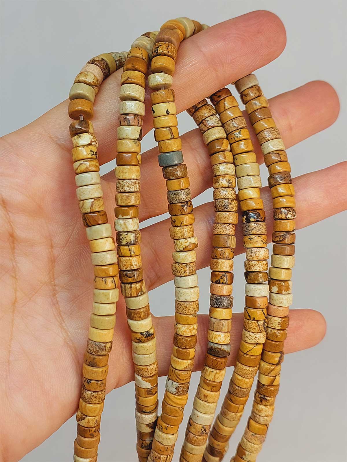Çeyrek Dizi (9cm uzunluğundadır!) Jasper Taşı Şekilli 3x6mm Çeyrek Dizi (49342)