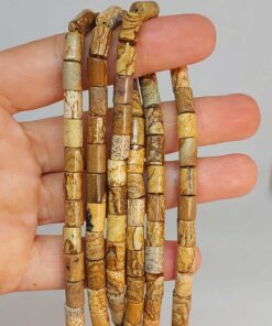 Çeyrek Dizi (9cm uzunluğundadır!) Jasper Taşı Silindir Kesim 5.5x7.5mm Çeyrek Dizi (49326)