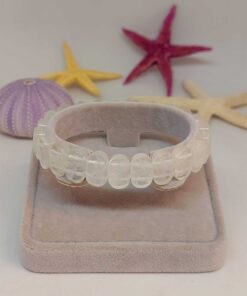 Kristal Kuvars Taşı Oval Kesim Unisex Bileklik (46070)