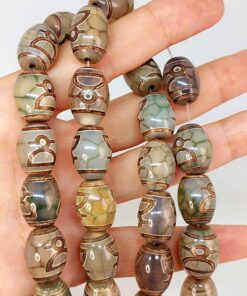Kubera Tibet Akik Taşı Şekilli Kesim 12x15mm Dizi (45784)