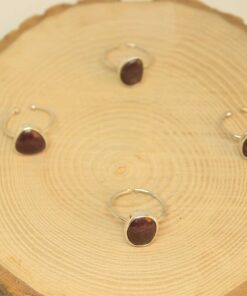 Lal (Granat) (Garnet) Taşı Ayarlanabilir Gümüş Yüzük