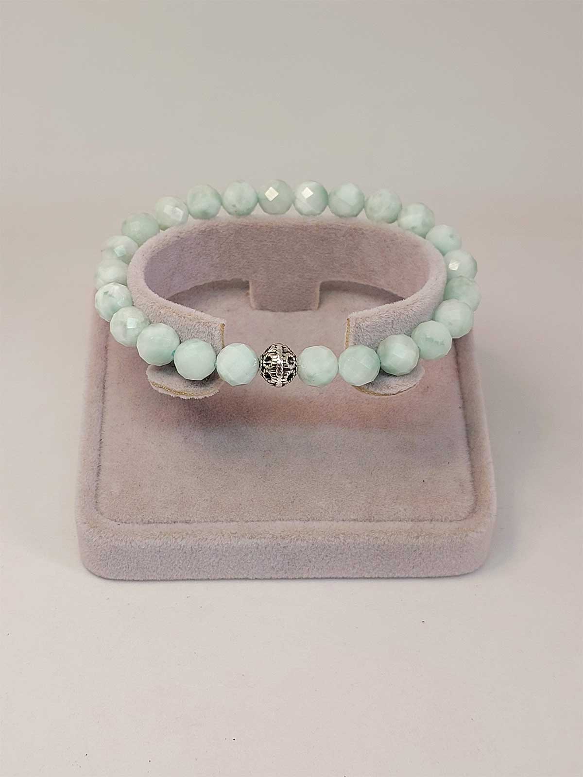 Larimar Taşı Faset Kesim 8mm Unisex Bileklik (42535-tek)