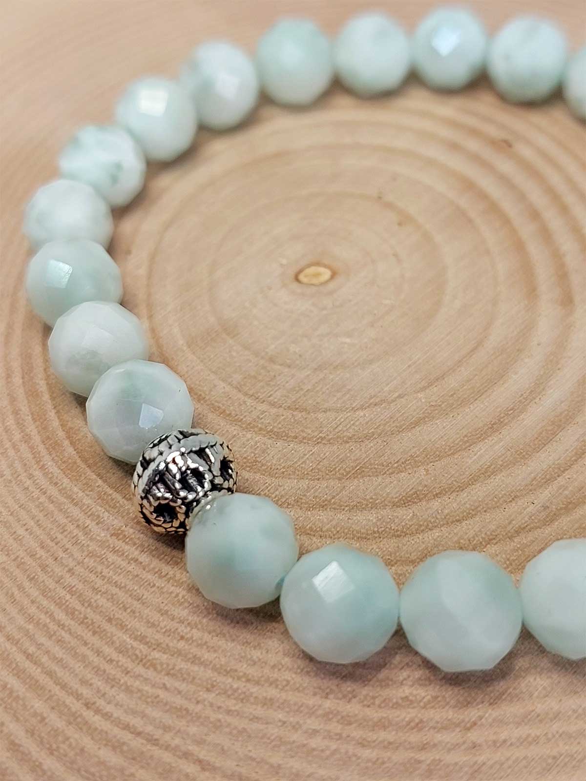 Larimar Taşı Faset Kesim 8mm Unisex Bileklik (42535-tek) - Görsel 2