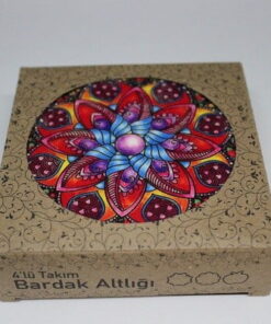 Alternative view of Mandala Desenli Ahşap Bardak Altlığı Seti 4'lü