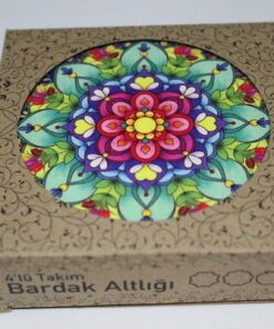 Alternative view of Mandala Desenli Ahşap Bardak Altlığı Seti 4'lü