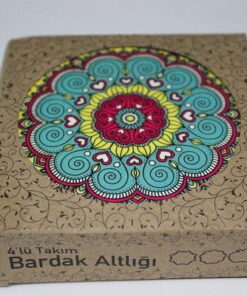Alternative view of Mandala Desenli Ahşap Bardak Altlığı Seti 4'lü