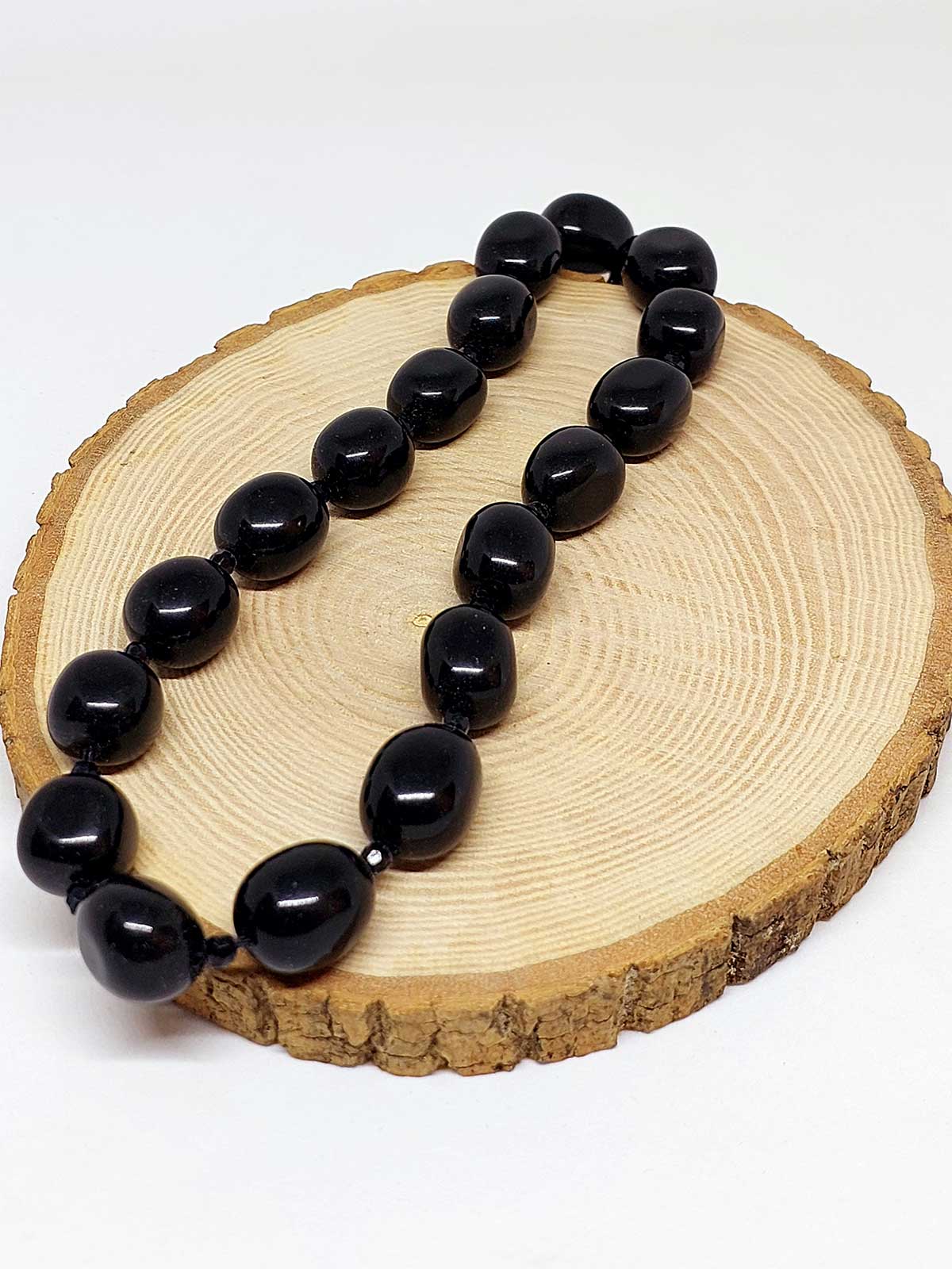 Obsidyen Taşı Şekilli YARIM Dizi (44605) (18cm uzunluğundadır)