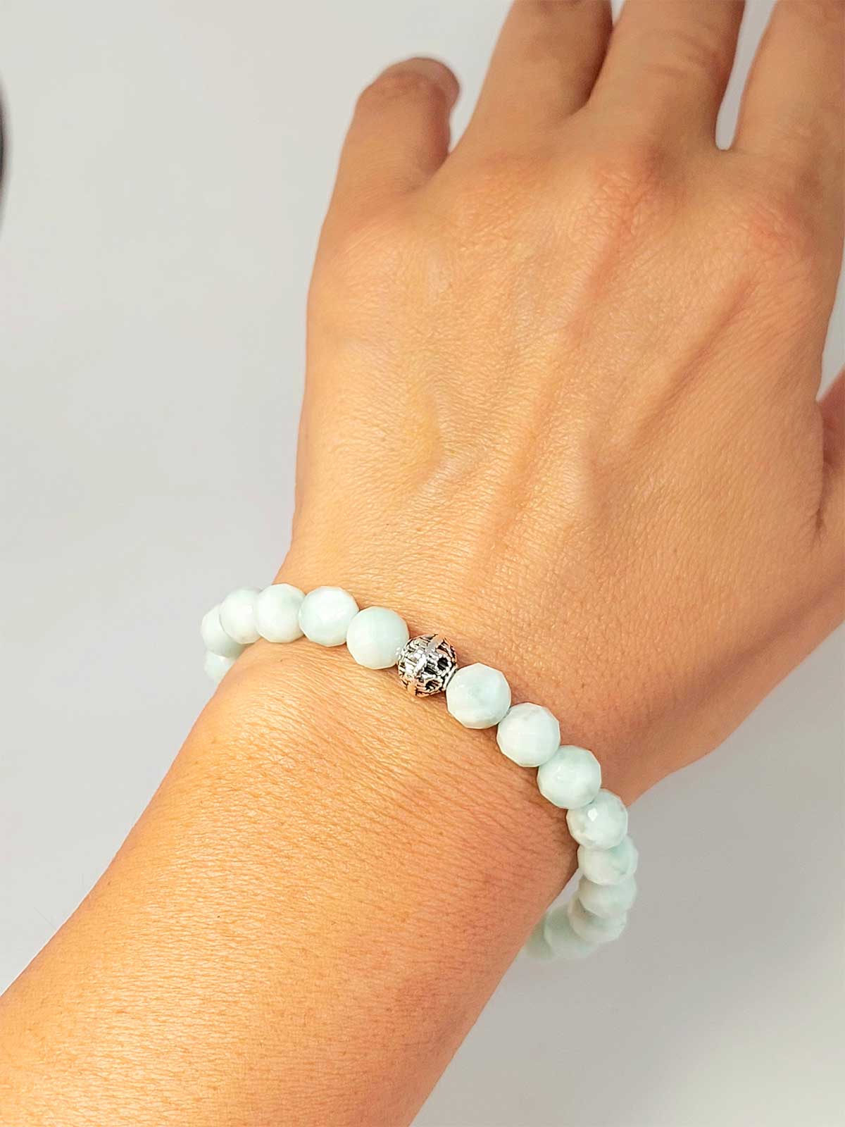 Larimar Taşı Faset Kesim 8mm Unisex Bileklik (42535-tek) - Görsel 4