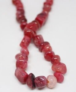 Akik Alacalı Koyu Pembe Tımbıl Taşlar YARIM Dizi (18cm uzunluğundadır)